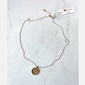 NWT GORJANA 18k Gold Plated Astrology Zodiac Coin Necklace Taurus